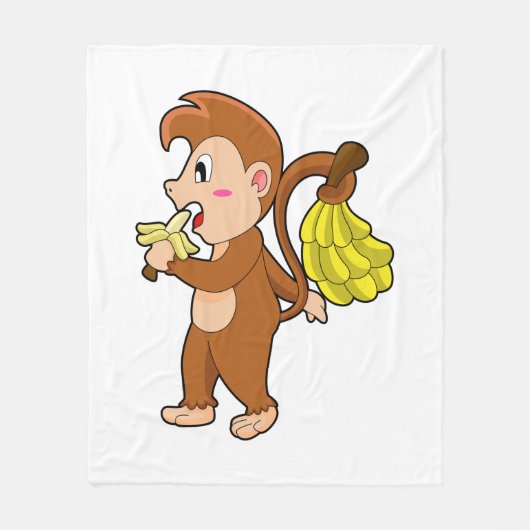Monkey with Bananas フリースブランケット (正面)