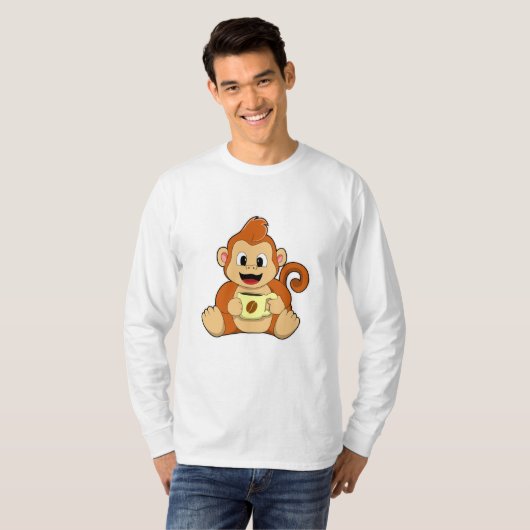 Monkey with Cup of Coffee Tシャツ (正面フル)