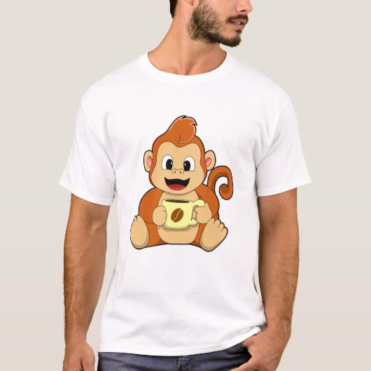 Monkey with Cup of Coffee Tシャツ (正面)
