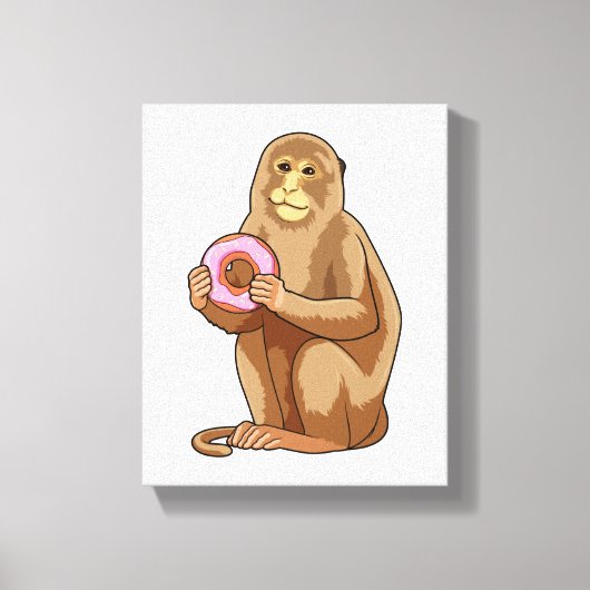 Monkey with Donut キャンバスプリント (正面)
