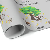 「Monkeying」ラッのまわりにピング紙子供へ。 ラッピングペーパー (ロールコーナー)