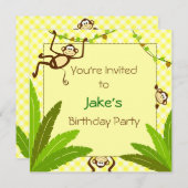 Monkeying Yellowのまわりにパーティー招待状 招待状 (正面/裏面)