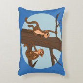 Monkeys climbing the tree cartoon accent pillow アクセントクッション (正面(垂直))