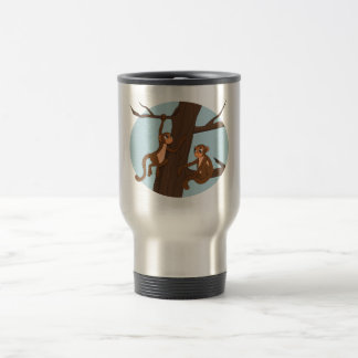 Monkeys climbing the tree cartoon travel mug トラベルマグ