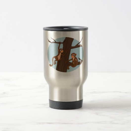 Monkeys climbing the tree cartoon travel mug トラベルマグ (中央)