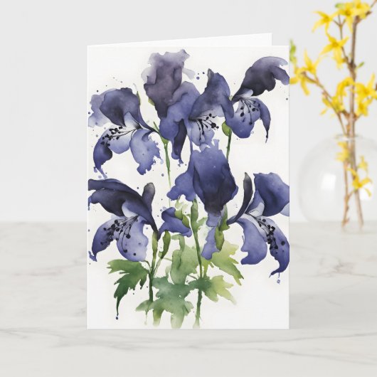 Monkshood - Watercolor flowers カード (黄色い花)