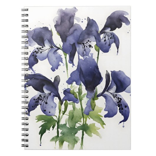 Monkshood - Watercolor flowers ノートブック (正面)
