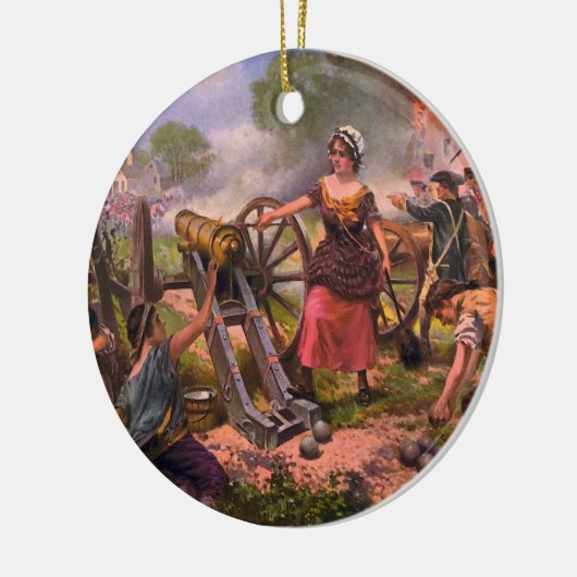 Monmouthの戦いのモーリーの水差しの発砲の大砲 セラミックオーナメント (左)