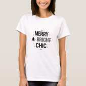 Mono-Chrome Black & White Minimal Xmas – Merry Tシャツ (正面)