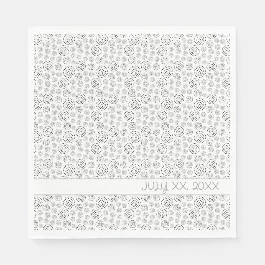 Monochromatic Black Geometric Swirls Pattern スタンダードランチョンナプキン (正面)