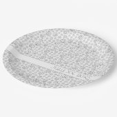 Monochromatic Black Geometric Swirls Pattern ペーパープレート (アングル)