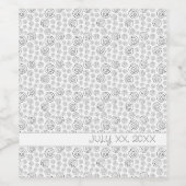 Monochromatic Black Geometric Swirls Pattern ワインラベル (シングルラベル)