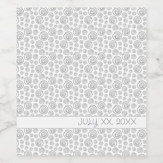 Monochromatic Black Geometric Swirls Pattern ワインラベル (シングルラベル)