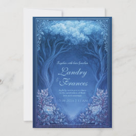 Monochromatic Blue Enchanted Forest Wedding 招待状