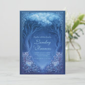 Monochromatic Blue Enchanted Forest Wedding 招待状 (スタンド正面)