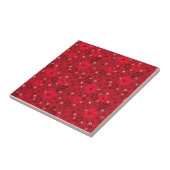 Monochromatic bright red retro floral pattern. タイル (側面)
