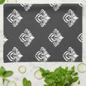 Monochromatic Floral Damask Tea Towel キッチンタオル (折り畳み)
