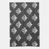 Monochromatic Floral Damask Tea Towel キッチンタオル (縦)
