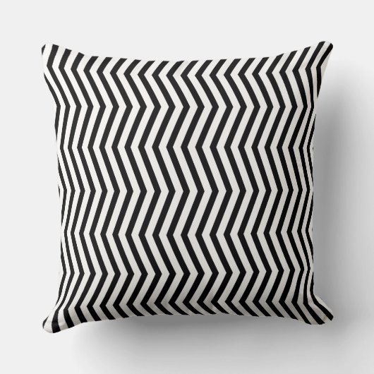 Monochromatic Geometric Lines Pattern Throw Pillow クッション (裏面)