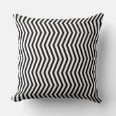 Monochromatic Geometric Lines Pattern Throw Pillow クッション (正面)