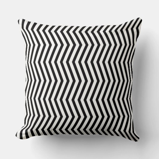 Monochromatic Geometric Lines Pattern Throw Pillow クッション (正面)