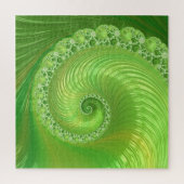 Monochromatic Green Spiral Fractal ジグソーパズル (縦)