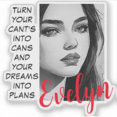 Monochromatic Portrait Pop Art Inspirational Name シール (正面)