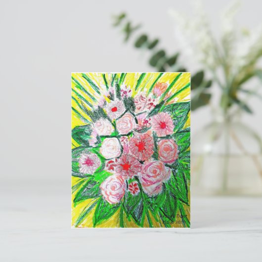 Monochromatic, Rosas, Dianthus caryophyllus,  Gerb ポストカード (スタンド正面)