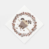 Monochromatic Sneaky Raccoon Cupcake Birthday  スタンダードランチョンナプキン (角)