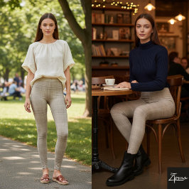 Monochromatic Taupe Plaid Horizontal Texture レギンス