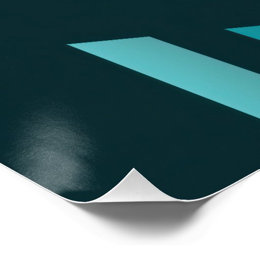 Monochromatic Turquoise Isometric Staircase Maze ポスター (コーナー)