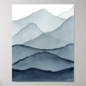Monochromatic Watercolor Mountains ポスター (正面)