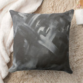 Monochrome Abstract Brushstrokes Black and White クッション (ブランケット)