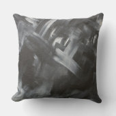 Monochrome Abstract Brushstrokes Black and White クッション (正面)