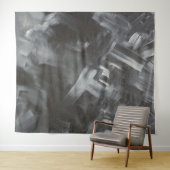 Monochrome Abstract Brushstrokes Black and White タペストリー (インサイチュ(横))