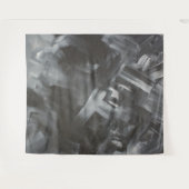 Monochrome Abstract Brushstrokes Black and White タペストリー (正面(横))