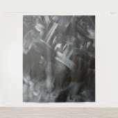 Monochrome Abstract Brushstrokes Black and White タペストリー (正面)