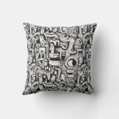 Monochrome Abstract Doodle Art クッション (裏面)