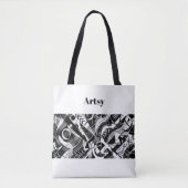 Monochrome: Abstract Geometric High-Contrast トートバッグ (正面)