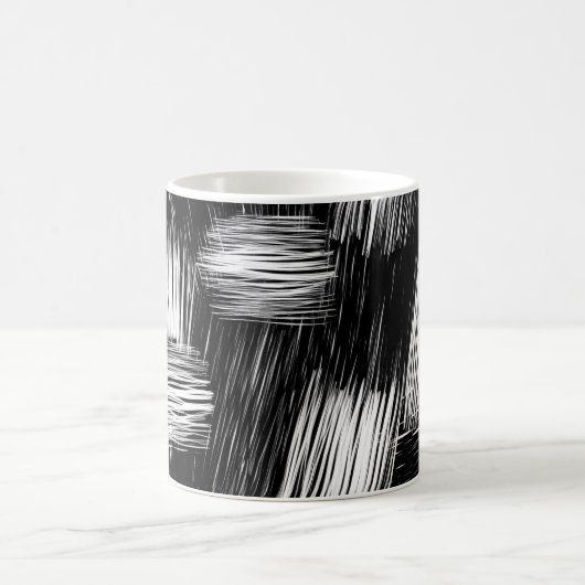Monochrome Abstract Hatch Texture コーヒーマグカップ (中央)