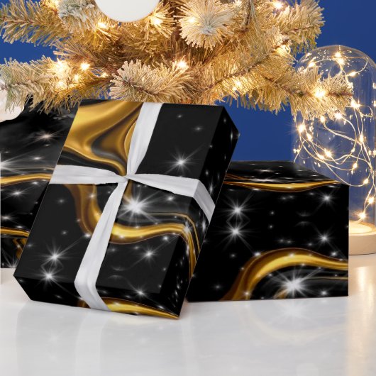 Monochrome Abstract Opulence: High-End Gold Textur ラッピングペーパー (クリスマス)