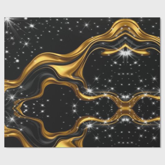 Monochrome Abstract Opulence: High-End Gold Textur ラッピングペーパー (フラット)