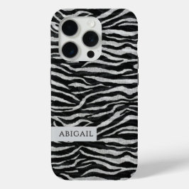 Monochrome Animal Print and Name iPhone 15 Proケース