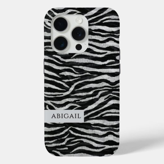 Monochrome Animal Print and Name Case-Mate iPhoneケース (裏面)