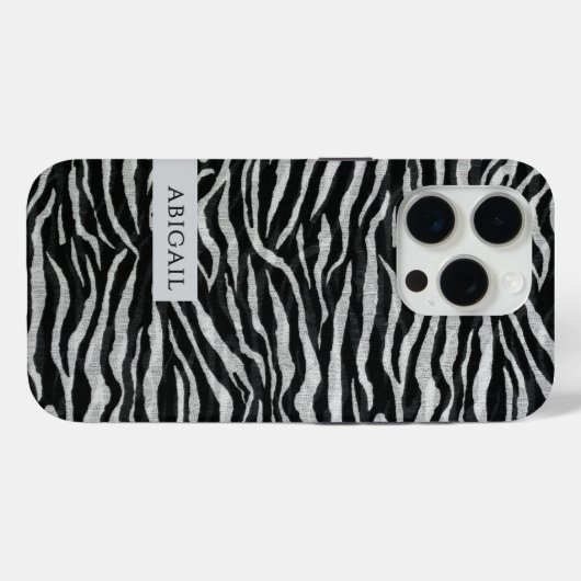 Monochrome Animal Print and Name Case-Mate iPhoneケース (裏面 (横))