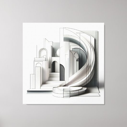 Monochrome Architectural Flow キャンバスプリント (正面)