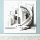Monochrome Architectural Flow キャンバスプリント (インサイチュ (ウッドフロア))