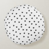 Monochrome Black and White Heart Pattern ラウンドクッション (裏面)