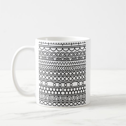 Monochrome Boho Knit Sampler | Tribal Geometric コーヒーマグカップ (左)