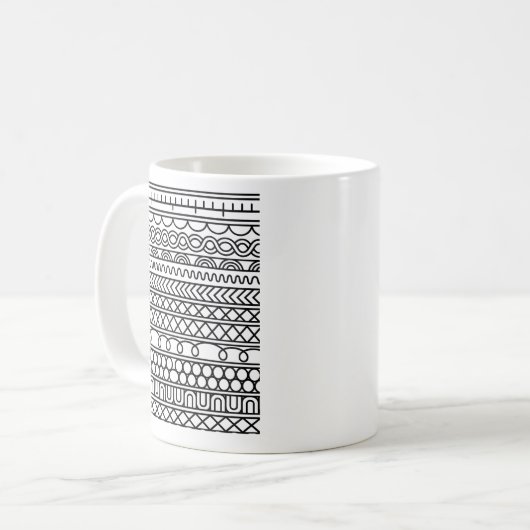 Monochrome Boho Knit Sampler | Tribal Geometric コーヒーマグカップ (正面左)